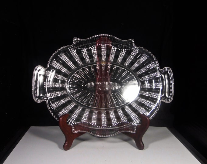 Early American Pressed Glass Platter/Tray, Campbell, Jones And Company; Paneled Dewdrop (AKA) 1878
