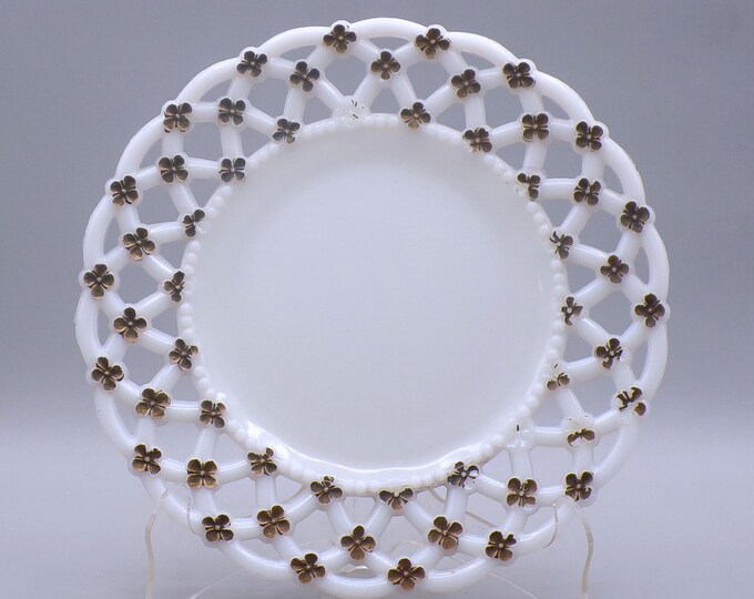 Early American Pressed Glass/Milk Glass Dish, Multiple Makers; Forget-Me-Not (AKA) before 1904.