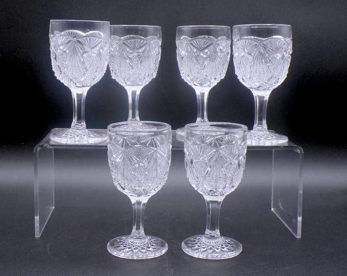 Early American Pressed Glass Wine Goblet, Co-Operative Flint Glass Company, Ltd; Magna (OMN) 1898