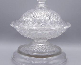 Flint Glass Butter Dish, Boston and Sandwich Glass Company, Sawtooth (aka) c 1850s