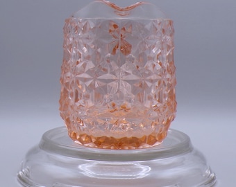 Vintage Pink Glass Milk Pitcher: Jeannette Holiday Buttons and Bows
