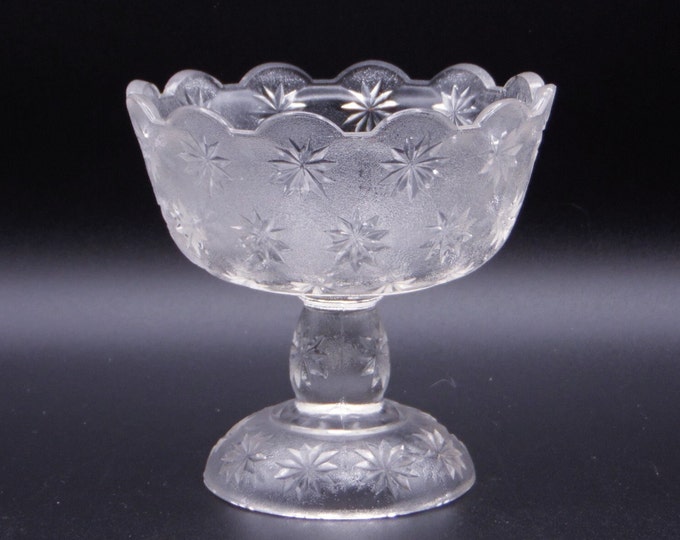 Early American Pressed Glass Jelly Compote, National Glass Co (Beatty-Brady Glass Works) Mars (OMN) a/k/a Cockle Burr 1902