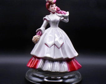 Pottery Figurine, Florence Ceramics, Pasadena California, Matilda, Gray/Magenta, 1940s