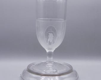 EAPG Celery Vase: Beaded Grape Medallion, Boston Silver Glass Co., 1869