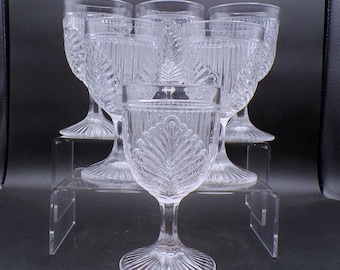 EAPG/Flint Glass Water Goblet, McKee and Brothers, Sprig (OMN) intro 1863