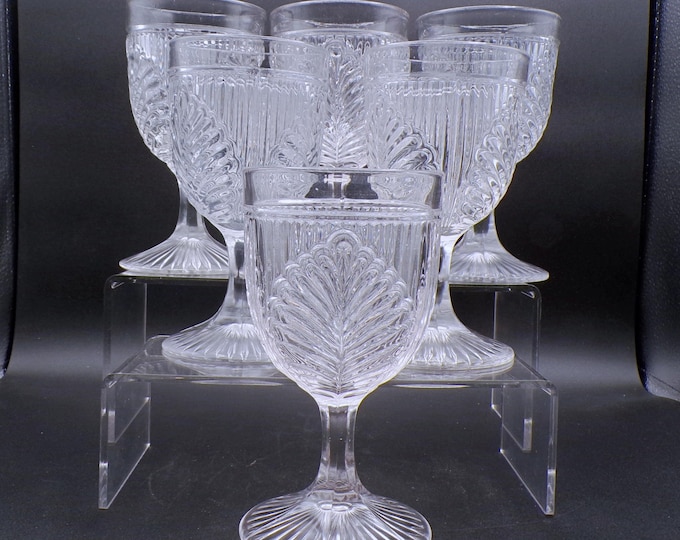 EAPG/Flint Glass Water Goblet, McKee and Brothers, Sprig (OMN) intro 1863