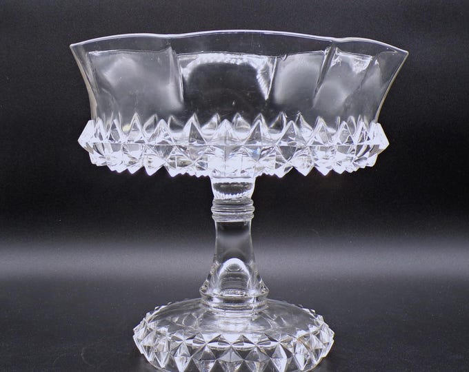 Early American Pressed Glass Compote, Bryce Brothers, Amazon (OMN) AKA Sawtooth; Sawtooth Band; 1890