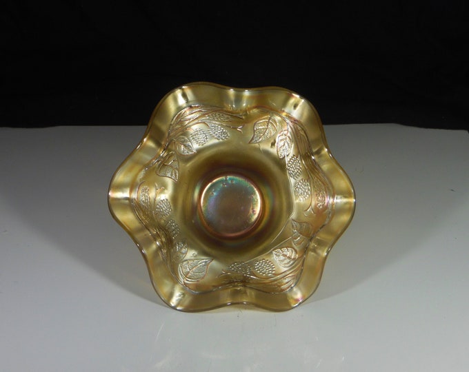 Carnival Glass Hat Vase, Fenton Art Glass Company, Blackberry Spray, 1909 - 1923