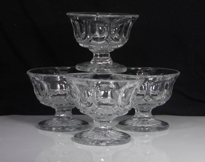 Early American Pressed Glass Footed Sherbert/Berry, United States Glass Co., US Glass #15086; Mirror/Mirror Plate (OMN) AKA Galloway 1904