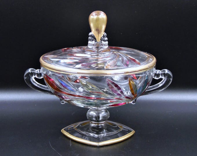 Vintage Glass Candy Dish: Indiana Glass Comp; Willow; 1950s