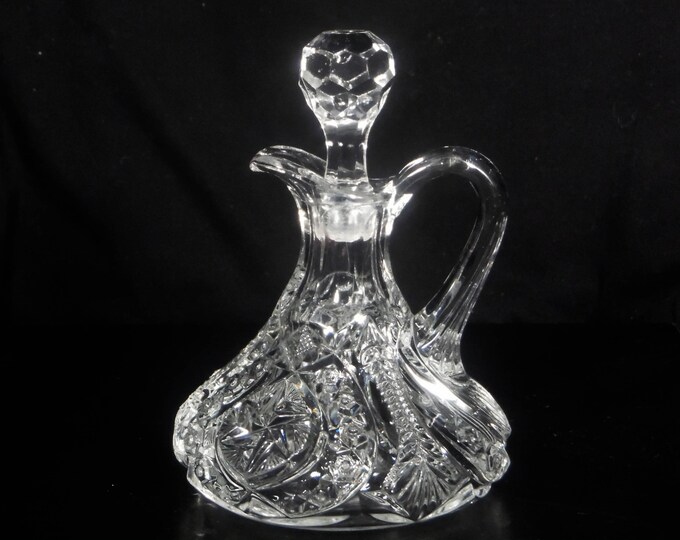 Early American Pressed Glass Cruet; McKee Glass Company, Nortec (OMN) aka Centipede; 1904