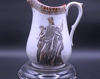 Antique Pottery Milk Jug: Vulcan and Chares, Flaxman c1840s