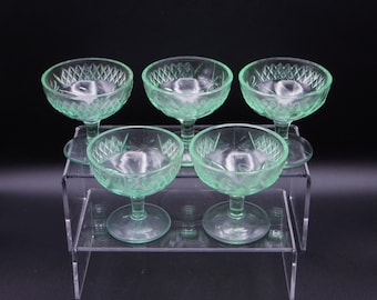 Elegant Era Glass Sherberts United States Glass Company Floral and Diamond Band 1920's