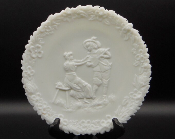 Early American Pressed Glass/Milk Glass Plate National Glass Company (McKee & Bros) Serenade (a/k/a) a/k/a Troubadoor 1900