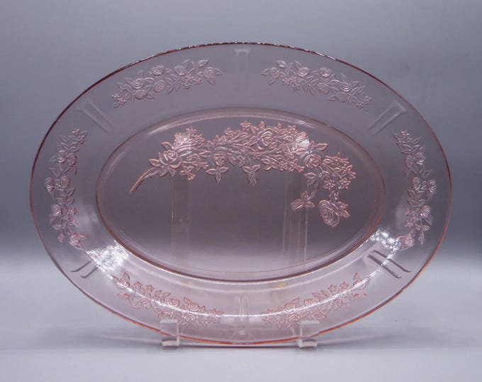 Depression Glass Platter, Federal Glass Company, Sharon aka Cabbage Rose, Pink, 1935 - 1939