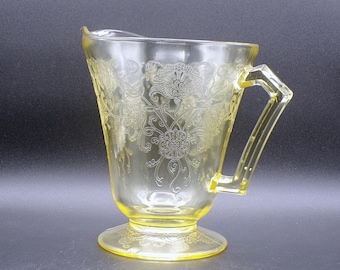 Depression Glass Pitcher, Hazel-Atlas Glass Company, Florentine #2, Yellow, 1934-1937