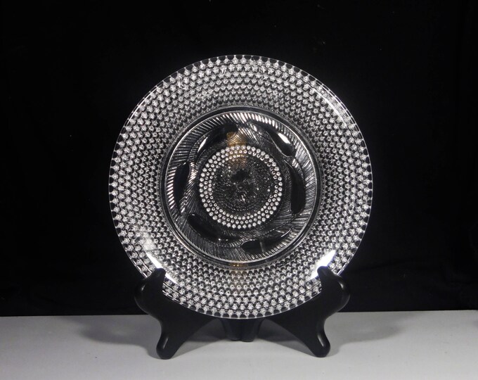 Early American Pressed Glass Plate, McKee And Bros, Snowflake (OMN) AKA Star Rosetted, 1880