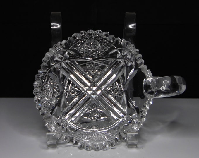 American Brilliant Period Cut Glass One Handled Nappy, T G Hawkes and Company, Jupiter, 1901 - 1905
