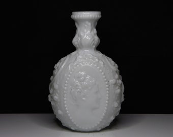 Vintage Fostoria Milk Glass Dresser Bottle, Jenny Lind Series (No Stopper)