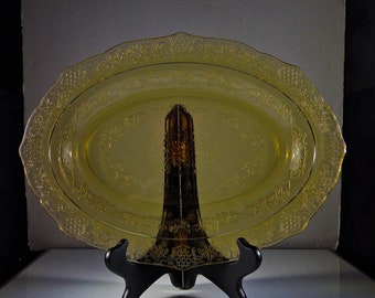 Depression Glass Platter Federal Glass Company Normandie Amber, 1933 - 1940
