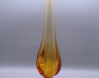 Vintage/Mid-Century Modern Glass Swung Vase, Viking Glass, Epic, 6 Petal, Amber, 1960s