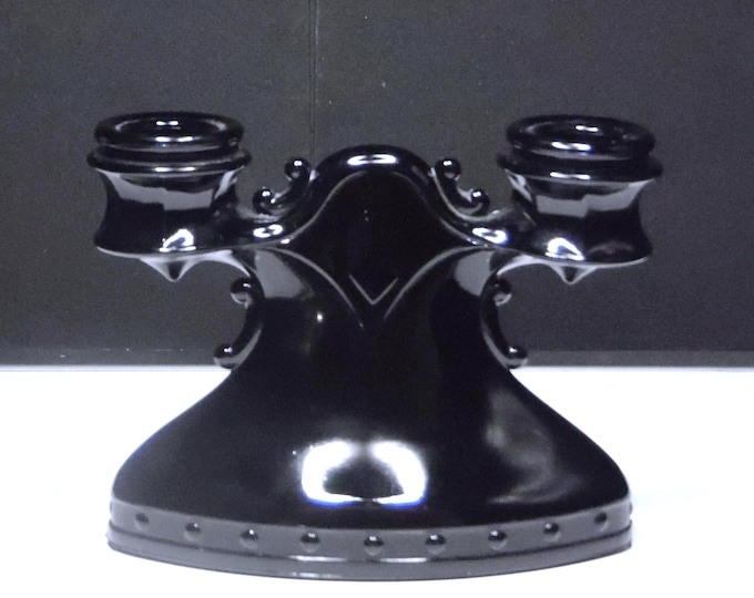 Elegant Era Glass Double Candleholder, L E Smith Glass, #600 Mt. Pleasant, 1935-1938