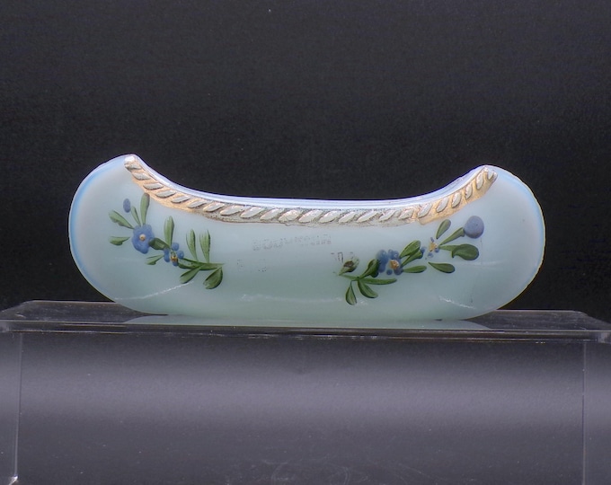 Early American Pressed Glass Novelty Souvenir, United States Glass Company, Canoe (OMN) Milk Glass, c 1907