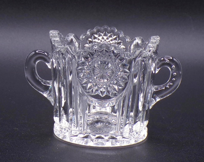 Early American Pressed Glass Toothpick or Individual Sugar, A H Heisey and Comp, #1235 (OMN) aka Beaded Panel and Sunburst; 1897