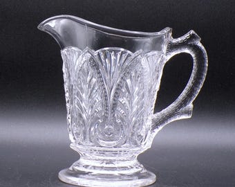 Early American Pressed Glass Creamer: O'Hara Arrowhead Pattern, 1882