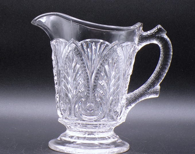 Early American Pressed Glass Creamer: O'Hara Arrowhead Pattern, 1882