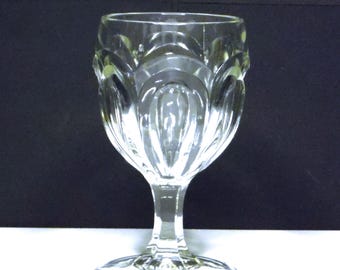 Early American Pressed Glass Goblet: Ripley Seneca Loop, c1878