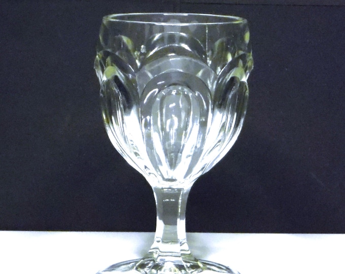 Early American Pressed Glass Goblet: Ripley Seneca Loop, c1878