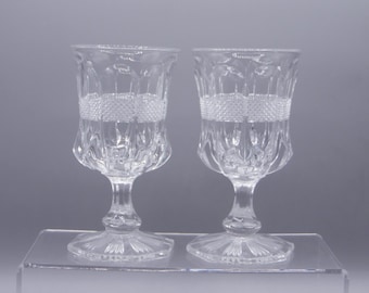 Early American Pressed Glass Goblet, United States Glass Co, USG #15071; Virginia (OMN) aka Banded Portland; Diamond Banded Portland