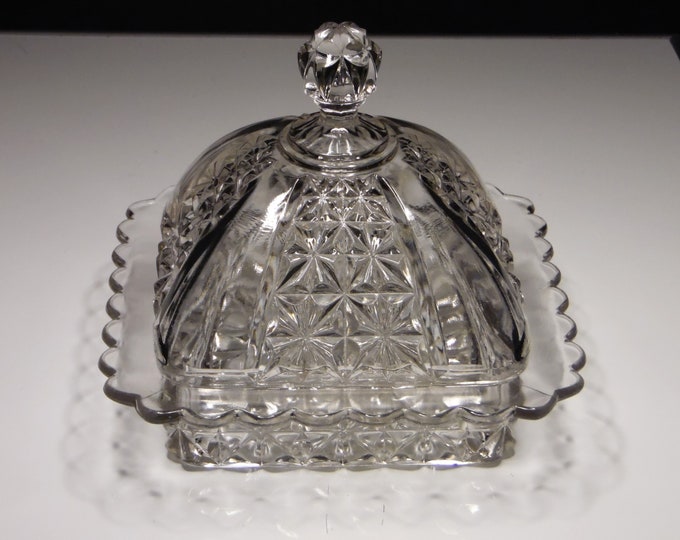 Early American Pressed Glass Butter Dish, Bryce, Higbee And Company, Era (OMN), 1891