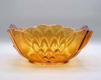 Art Deco Glass Bowl, Stozle, Hermanova Hut, Czechoslovakia, #19072, Amber, 1930s