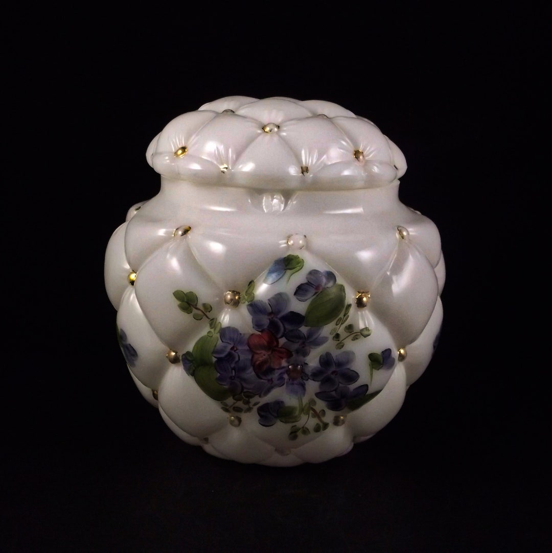 Midcentury Milk Glass Biscuit Jar Consolidated Lamp and Glass Etsy