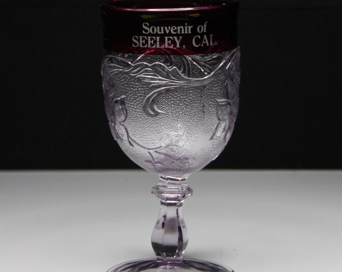 Early American Pressed Glass Wine Goblet; Souvenir; Unknown Maker; Campanula (AKA) c 1890s