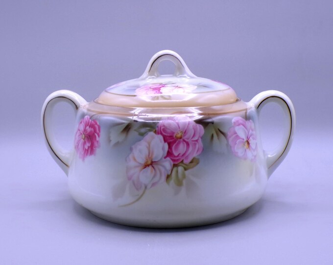 Porcelain Cracker Jar, R S Germany (Reinhold Schlegelmilch) Unnamed mold, Green Wreath Mark, 1910 - 1920