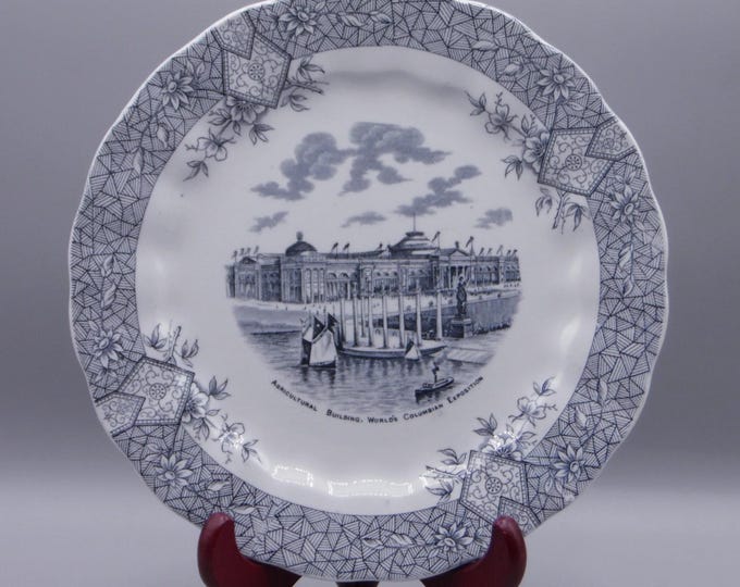Bone China (Porcelain) Souvenir Plates, Wedgwood Etruria, England, Columbian Exposition Buildings, 1892/93