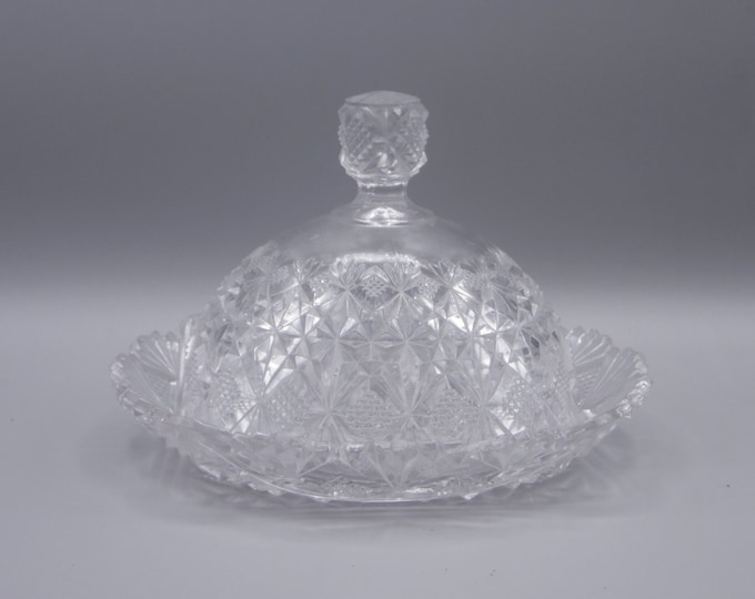 Early American Pressed Glass Butter Dish W/Lid McKee & Brothers IHC (OMN) a/k/a Teutonic 1894