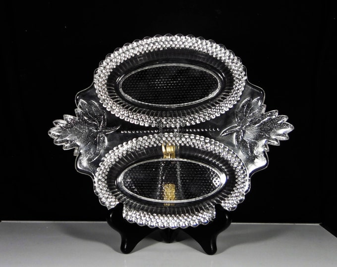Early American Pressed Glass Olive/Pickle/Relish Dish; Campbell Jones And Company; Pearl (OMN) AKA Dewdrop With Star 1877