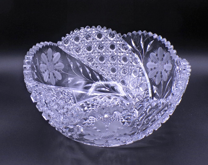 American Brilliant Period Cut Glass (Floral Period) Bowl, unknown maker, unknown pattern c 1915 - 1920