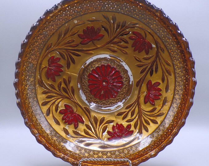 Goofus Glass Bowl, Indiana Glass Company, Indiana #153 (OMN) AKA Clematis; Rose Point Band; Water Lily; c 1913