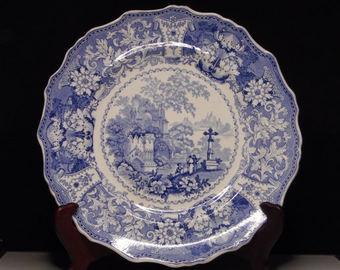 Pottery Dinner Plate, William Adams, England, Delphi, Blue, 1840 - 1860