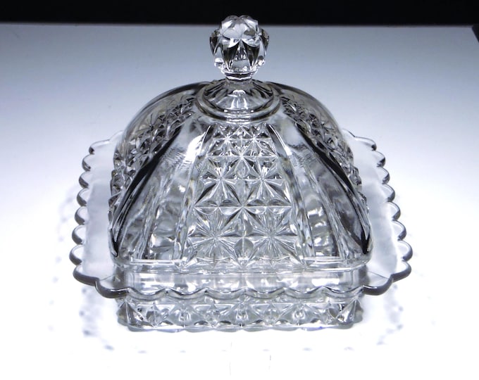 Early American Pressed Glass Butter Dish, Bryce, Higbee And Company, Era (OMN), 1891