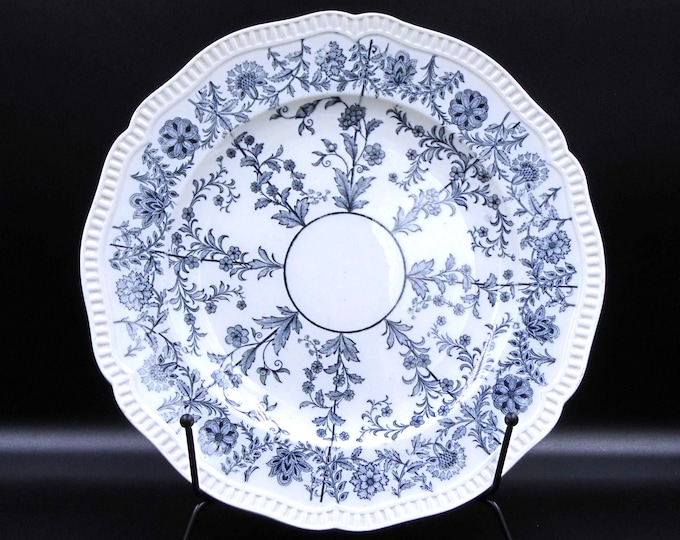 Pottery Dinner Plate, Copeland and Sons, Grey Delhi (fancy border)  1878