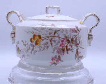 Porcelain Cracker/Biscuit Jar, Charles Field Haviland and Gerard, Dufraissex and Morel, Yellow Butterfly and Floral, 1882-1891