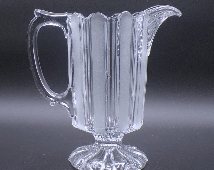 Early American Pressed Glass Creamer, Bakewell, Pears And Company English (OMN) AKA English; Ribbon 1877