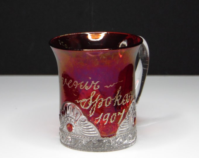 Early American Pressed Glass Mug, Souvenir, United States Glass Company, US Glass #15057; Colorado (OMN) 1898