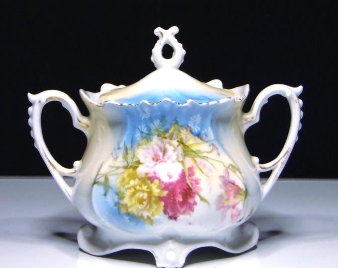 Porcelain Covered Sugar Bowl, RS (Reinhold Schlegelmilch) Prussia, 1890 - 1917